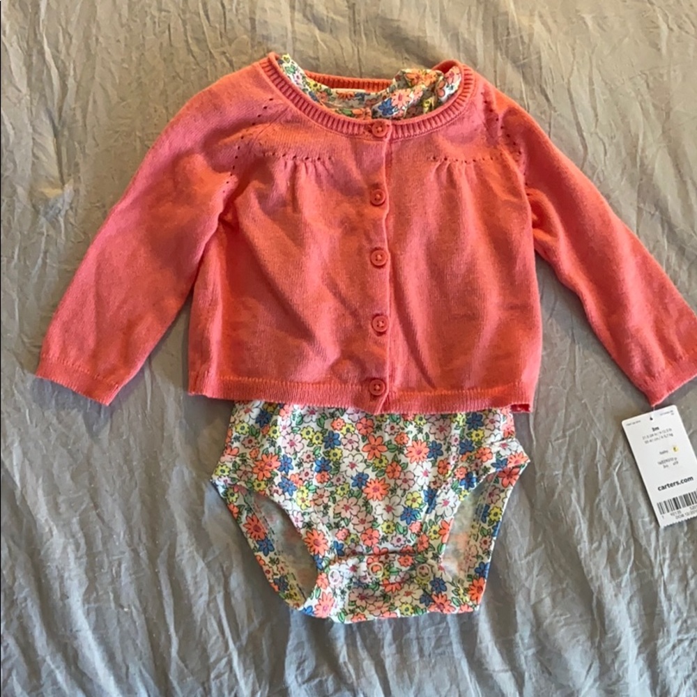 Two piece cardigan and onesie for little girl